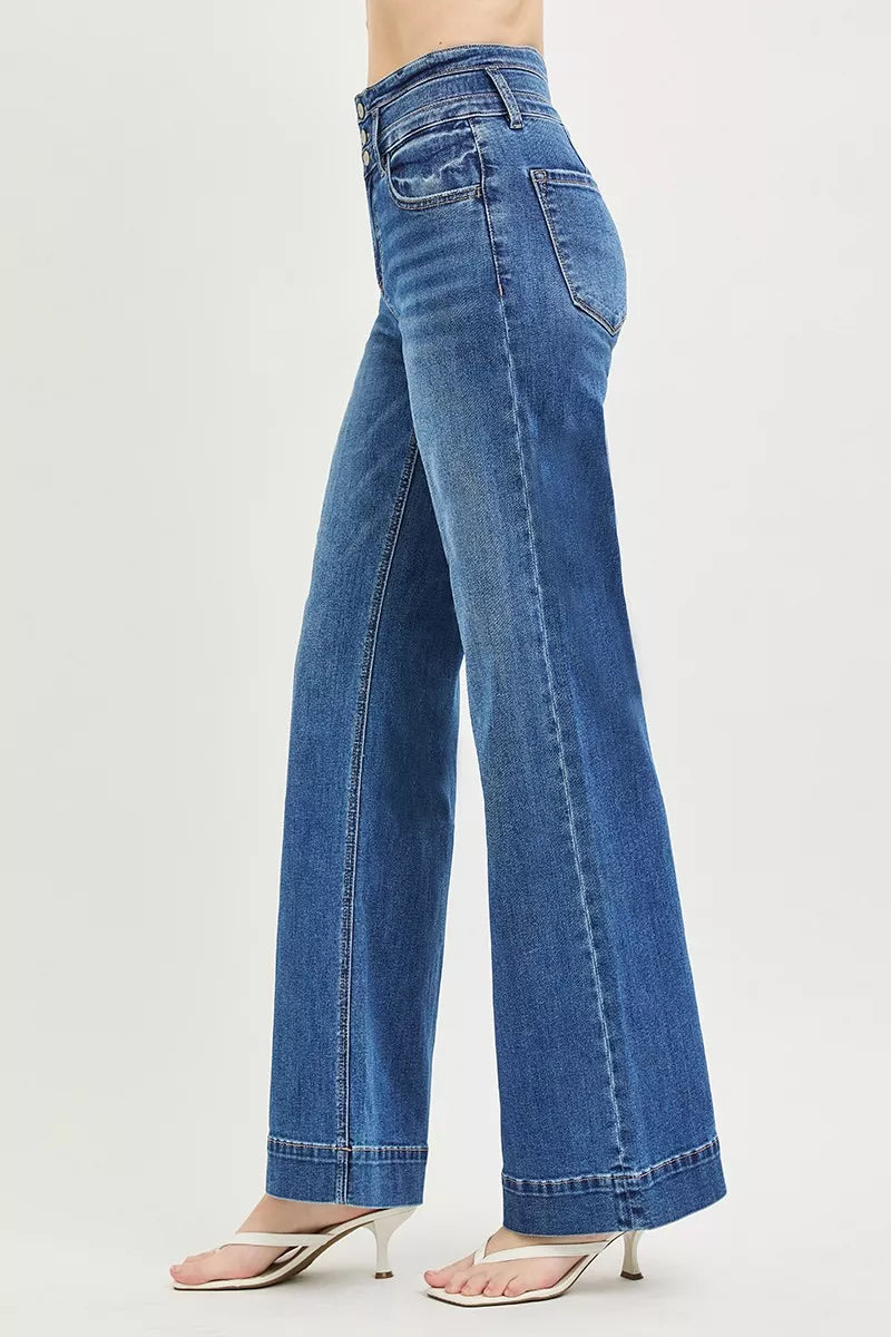 Vida jeans med hög midja och bred linning, bild 4