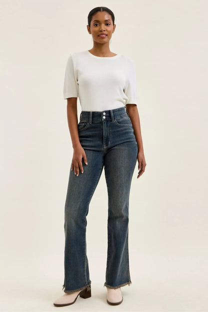 Jeans med hög midja och rå kant, bild 6