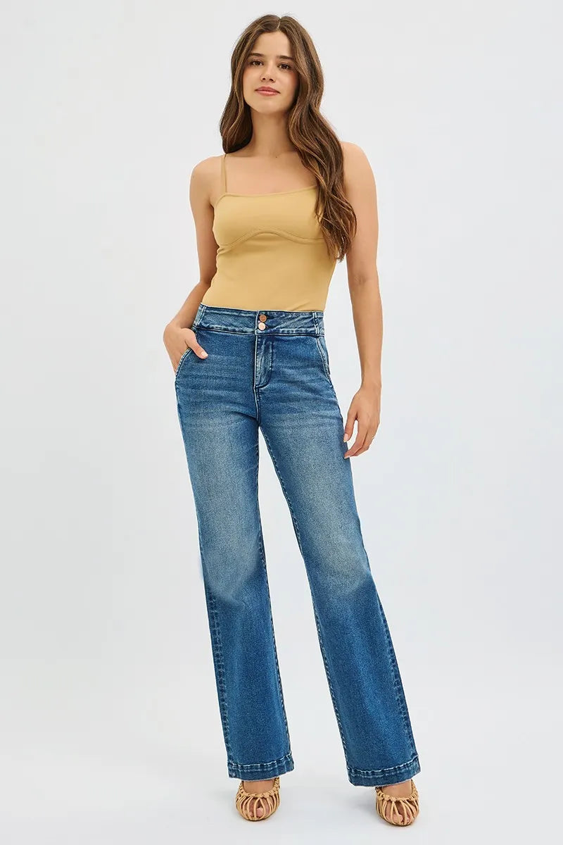 Bootcut-jeans med hög midja och dubbelknäppning, bild 6